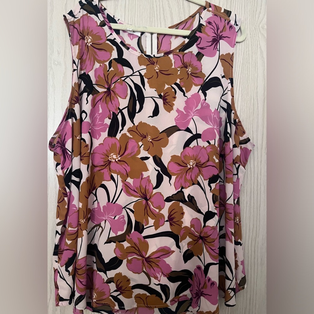 Maurices Floral Sleeveless Top - Pink and Brown